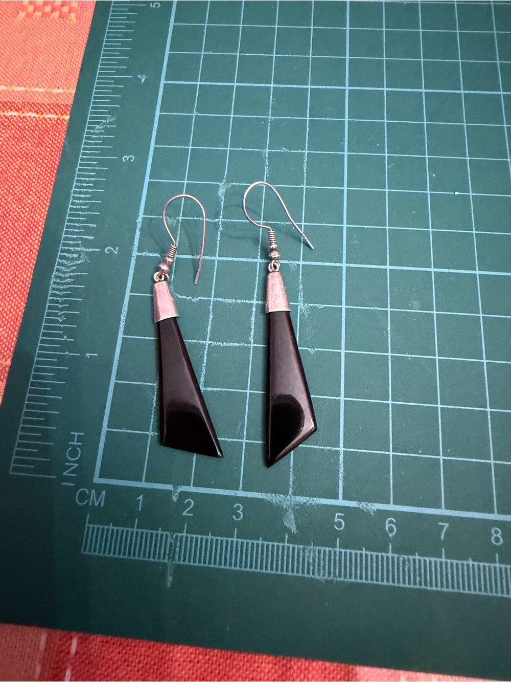 Black Geometric Drop Earrings - Unbranded